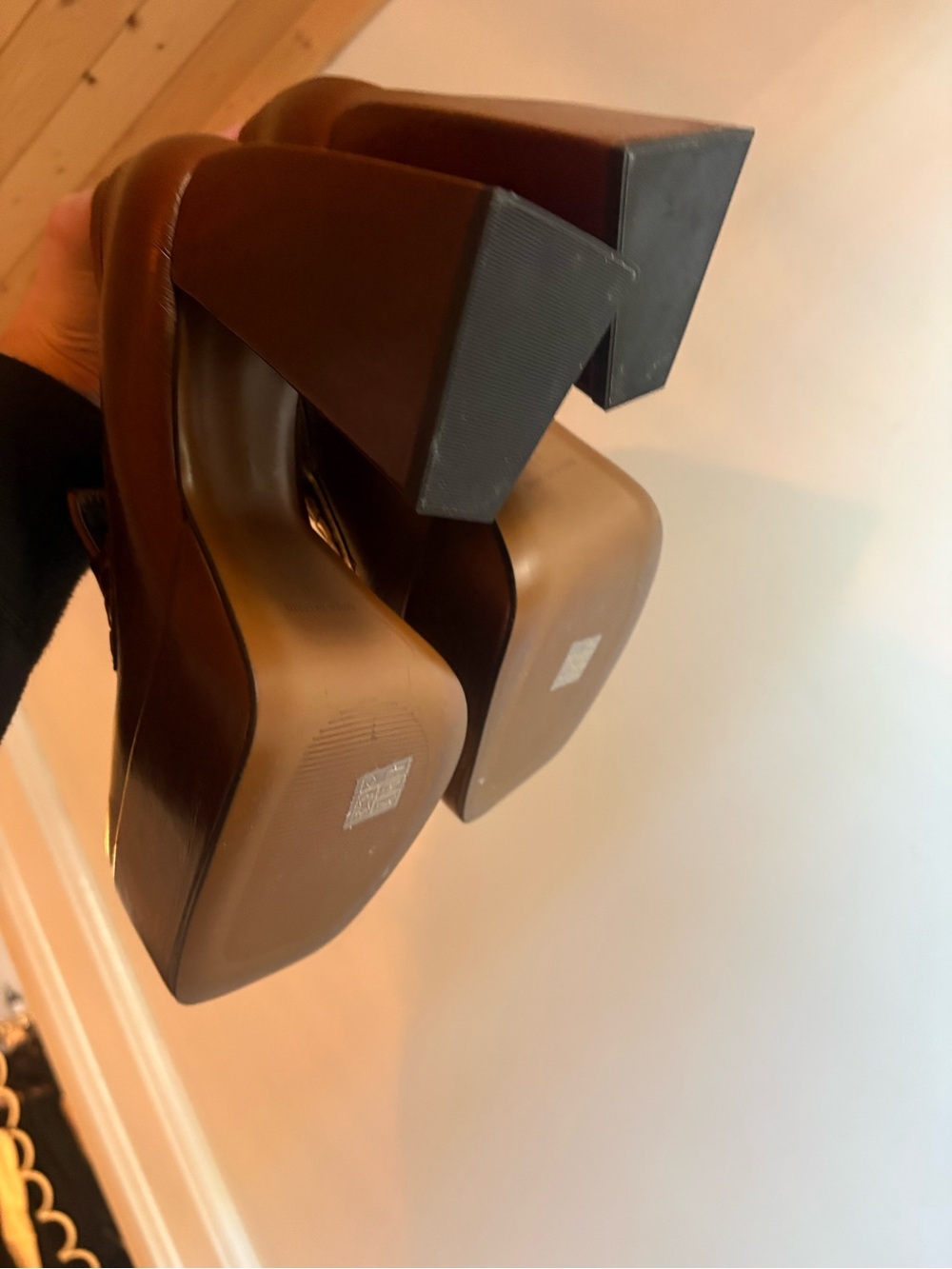 L'INTERVALLE Chestnut Brown Leather Platform Loafers - Picture 9 of 9